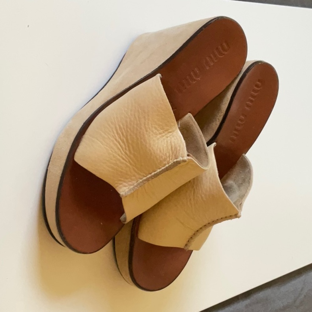 Miu Miu Suede Platform Slides